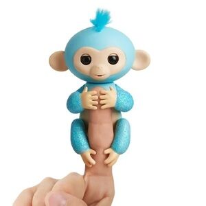 Wowee Fingerlings Baby Monkey blue tan interactive electronic battery toy talks
